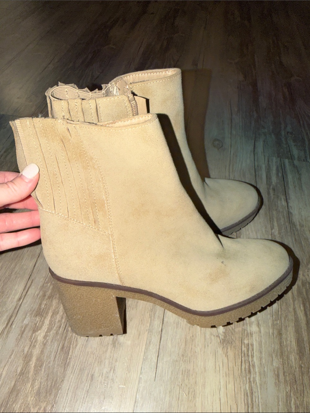 MIA Suede Ankle Booties in Tan